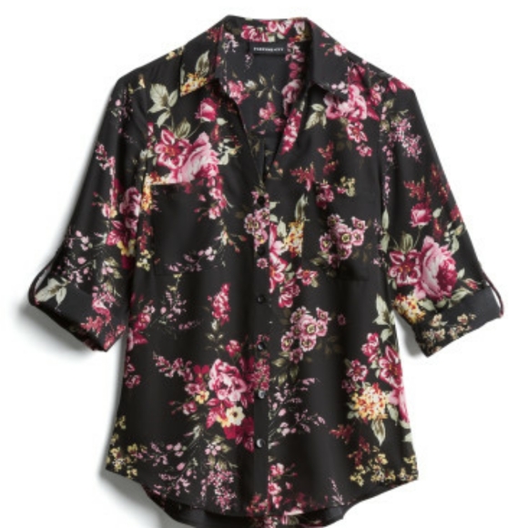 Tops - Black and floral blouse